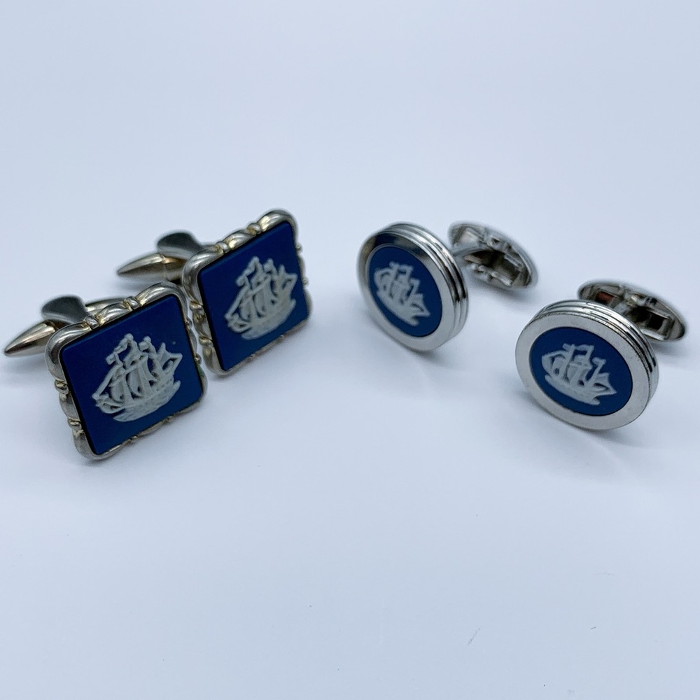Vintage Wedgwood & Stratton Nautical Motif Cufflinks Set